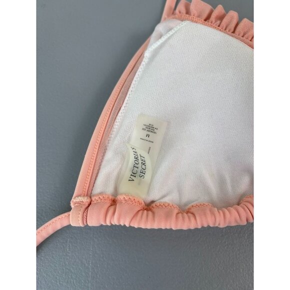 Victoria's Secret women's medium peach pink triangle bikini swim halter top - Picture 4 of 4